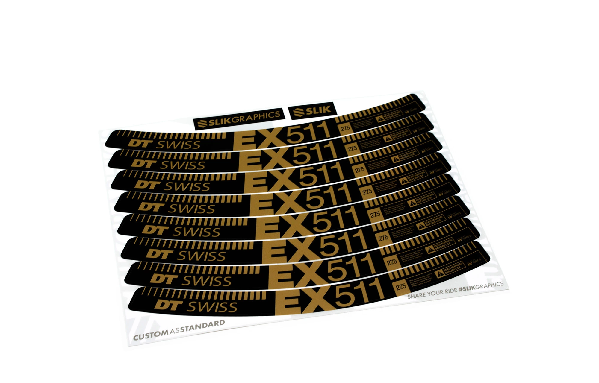 KIT DE STICKERS CUSTOM POUR JANTES EX 511 GOLD MATT 27.5" 3 KIT DE STICKERS CUSTOM POUR JANTES EX 511 GOLD MATT 27.5"