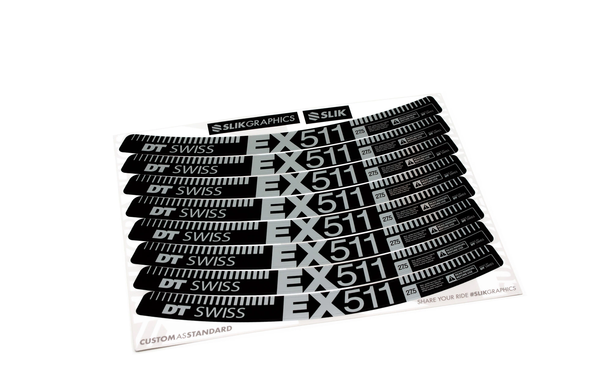KIT DE STICKERS CUSTOM POUR JANTES EX 511 SILVER MATT 27.5" 3 KIT DE STICKERS CUSTOM POUR JANTES EX 511 SILVER MATT 27.5"